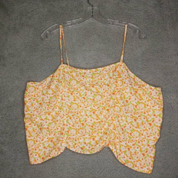 BP Womens Camisole Cami Top Multicolor Tamara Floral Ruched Smocked Plus 2X New - Picture 1 of 8